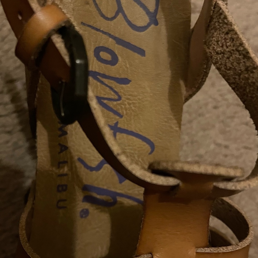 BLOWFISH Malibu Henrietta Cork Wedge Anklestrap heels size 10. New